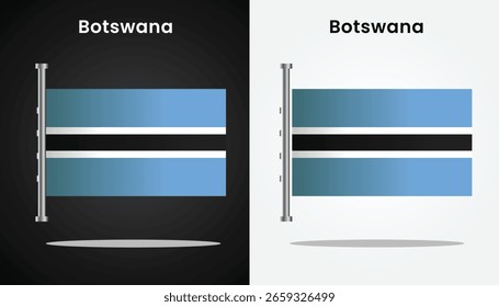 Beautiful and cool vector design image of Botswana Flag Design and their country names with black and white background for design purposes