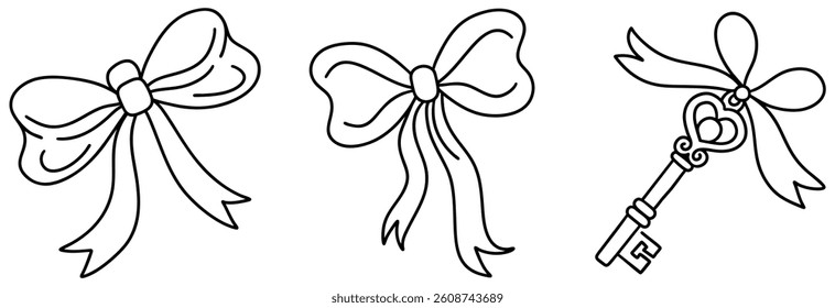 A Beautiful coquette ribbons adorn image alongside charming key, creating whimsical and elegant design