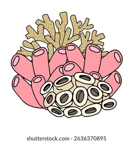 Beautiful coral element doodles design