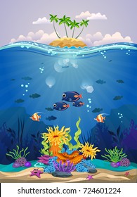 beautiful coral reefs, anemones, algae and fish. underwater life with a variety of diverse habitats.