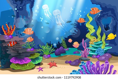 beautiful coral reefs and fish in the sea