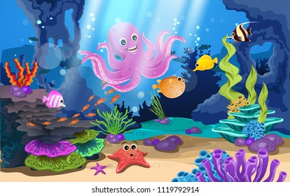 beautiful coral reefs and fish in the sea