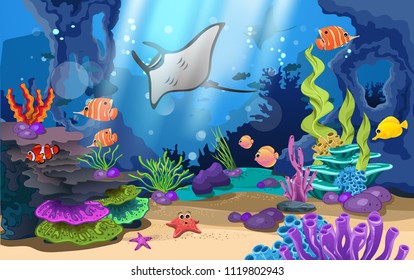 beautiful coral reefs and fish in the sea