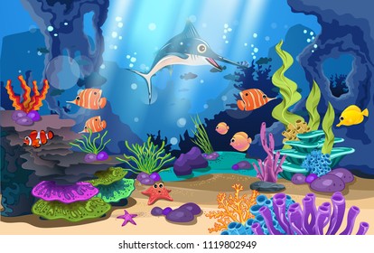 beautiful coral reefs and fish in the sea