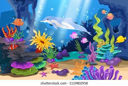 beautiful coral reefs and fish in the sea