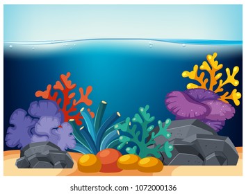 Beautiful Corals Under  Deep Water  illustration