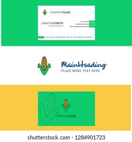 Beautiful Corn Logo and business card. vertical Design Vector