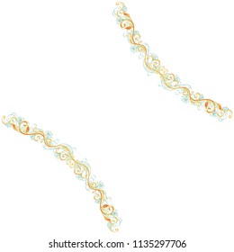Beautiful corner bright vector floral frame or border isolated on white