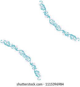 Beautiful corner winter vector floral frame or border isolated on white