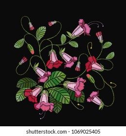 Beautiful cornflowers, classical embroidery vector. Embroidery flowers bells. Fashionable template for design of clothes 
