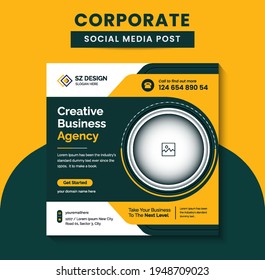 Beautiful Corporate Business Digital  Marketing Agency Social Media Square Flyer Template Editable web Banner Post Promotion Stories Premium Vector