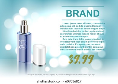 Beautiful cosmetic ads, the essence of the person. Template for advertising.