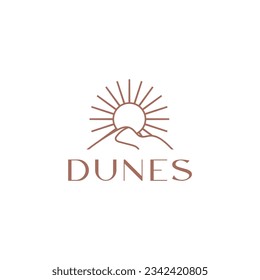 Beautiful Cosmetic logo design, for beauty care, sunrise and dunes vector