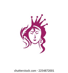 beautiful cosmetic logo design vector abstract illustration of fashion woman crown