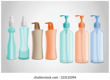 Beautiful Cosmetics Bottle in outline version. background created separately. 
