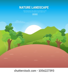 Beautiful country landscape. Vector illustration