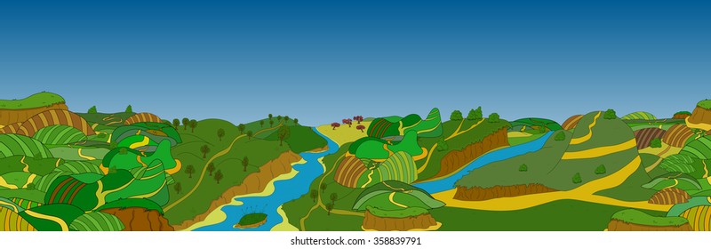 Beautiful country landscape. Vector illustration