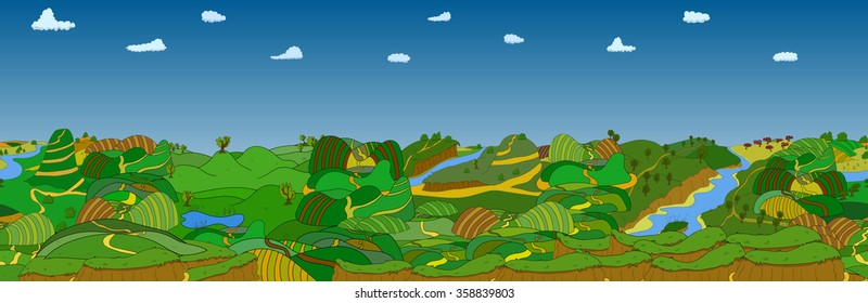 Beautiful country landscape. Vector illustration