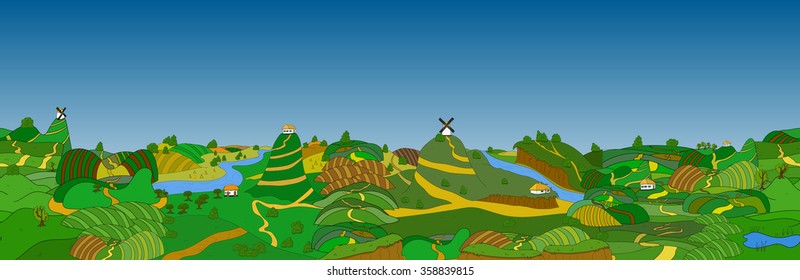 Beautiful country landscape. Vector illustration