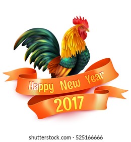 Beautiful country rooster 2017 year chinese calendar symbol colorful emblem season greetings decorations element isolated vector illustration 