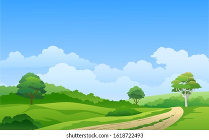 Beautiful countryside summer landscape with pasture and footpath