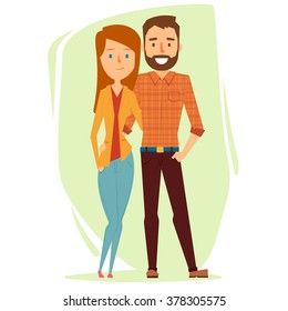 Beautiful Couple Character Design. Vector Illustration ideal for Valentine's Day