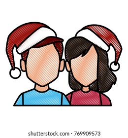 Beautiful couple with christmas hats
