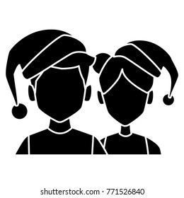 Beautiful couple with christmas hats