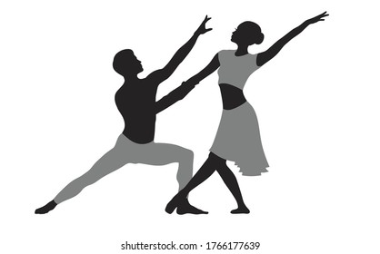 Beautiful couple dancing ballet. Isolated on white.