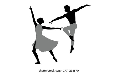 Beautiful couple dancing ballet. Isolated on white.