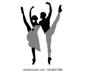 Beautiful couple dancing ballet. Isolated on white. Vector illustration