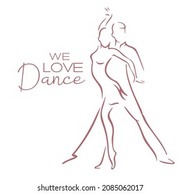 Beautiful couple dancing Latin American dance of salsa
