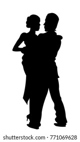 Beautiful couple dancing silhouette