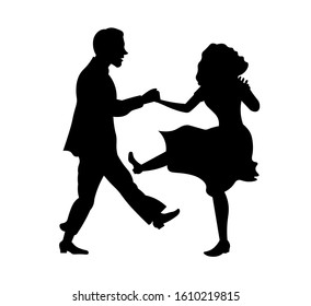  Beautiful couple dancing silhouette vector