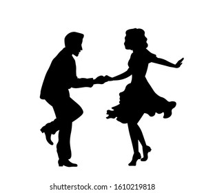  Beautiful couple dancing silhouette vector