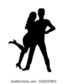  Beautiful couple dancing silhouette vector