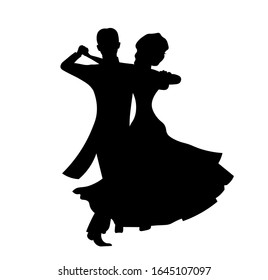 Beautiful couple dancing silhouette vector illustration.