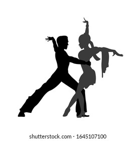 Beautiful Couple Dancing Silhouette Vector Illustration Stock Vector ...