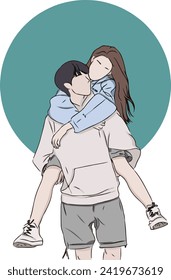 beautiful couple illustration together cool color