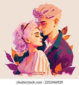 beautiful couple illustration, valentine's day background