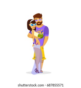 Beautiful couple of lovers characters on a white background. Vector illustration