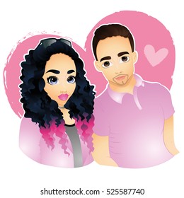beautiful couple on a heart background