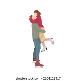 hermosa pareja patinando. gráficos vectoriales