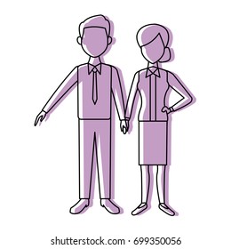 beautiful couple woman and man standing together characters
