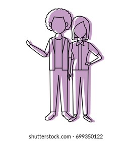 beautiful couple woman and man standing together characters