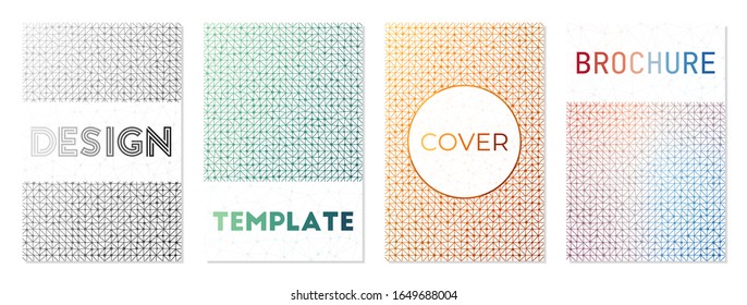 Beautiful cover templates set. Can be used as cover, banner, flyer, poster, business card, brochure. Artistic geometric background collection. Appealing vector illustration.