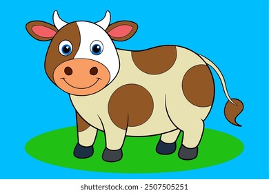 A beautiful cow vector art in white background illustration.