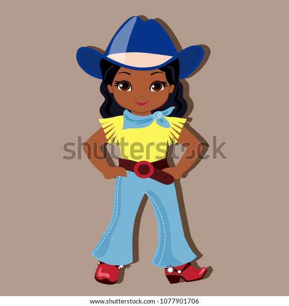 Beautiful Cowgirl Isolated On White Background Stock Vector (Royalty