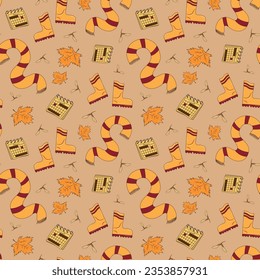 Beautiful and cozy autumn seamless pattern