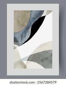 Beautiful creative artwork with minimalist design, for interior of events for artists and designers. Artwork with abstract pattern in Scandinavian style, in gray frame for illustrating fiction